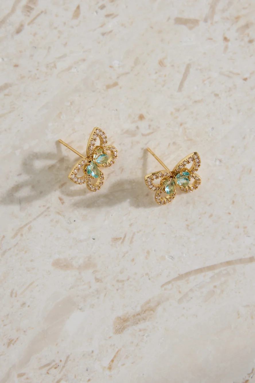 18K Gold Plated Flutter Away Earrings Gold - Image 5