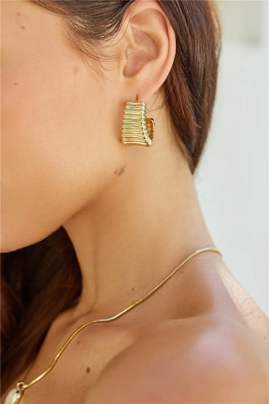 18k Gold Plated Mermaid Waters Earrings Gold - Image 2