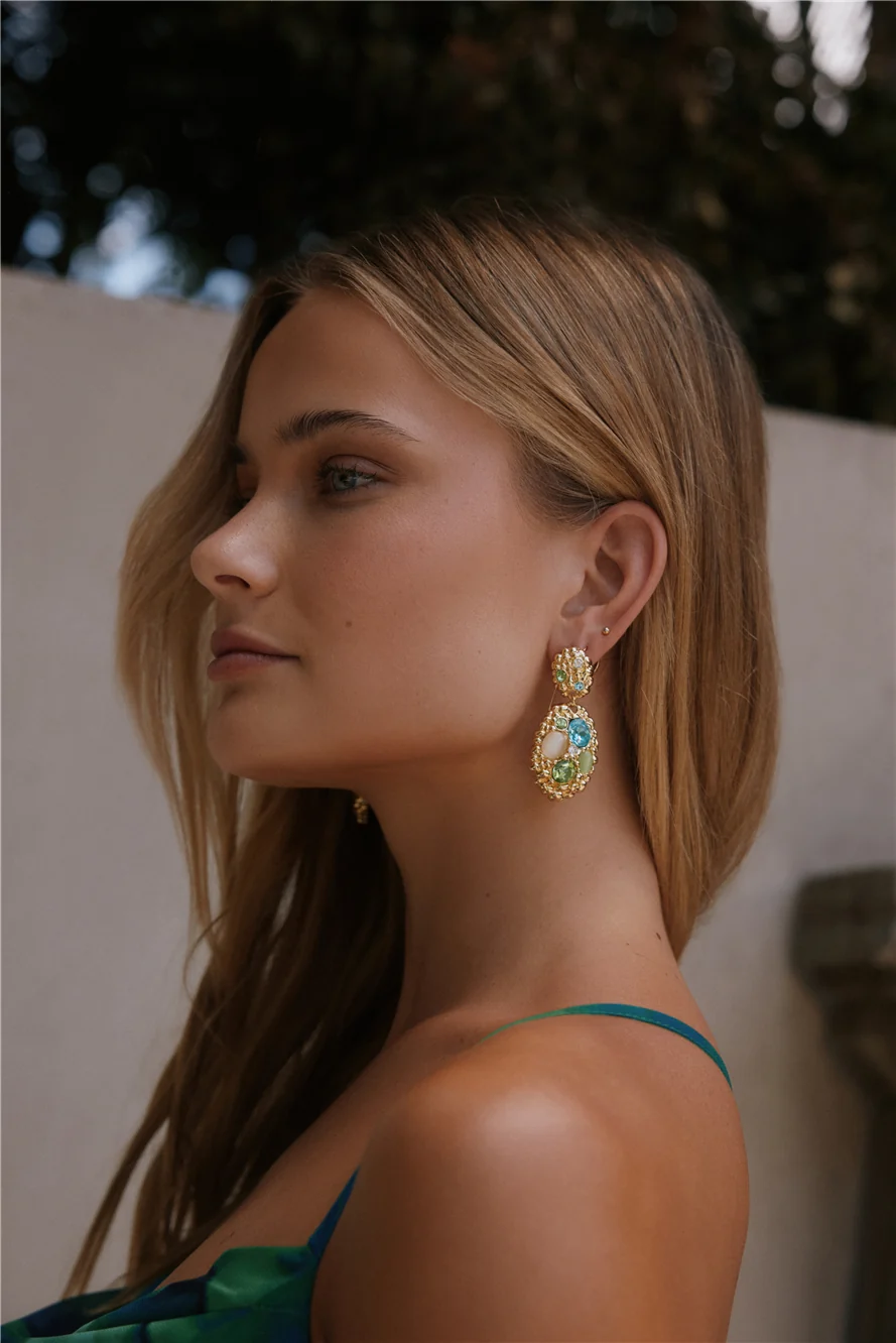 18k Gold Plated Ocean Glimmer Earrings Gold - Image 3