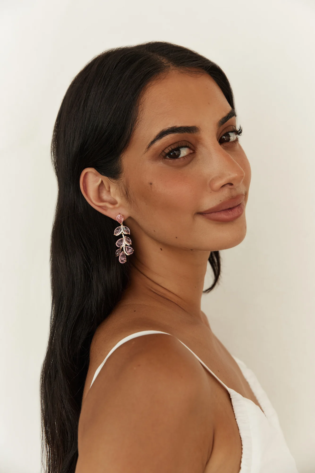 18K Gold Plated Rose Petals Earrings Gold - Image 3
