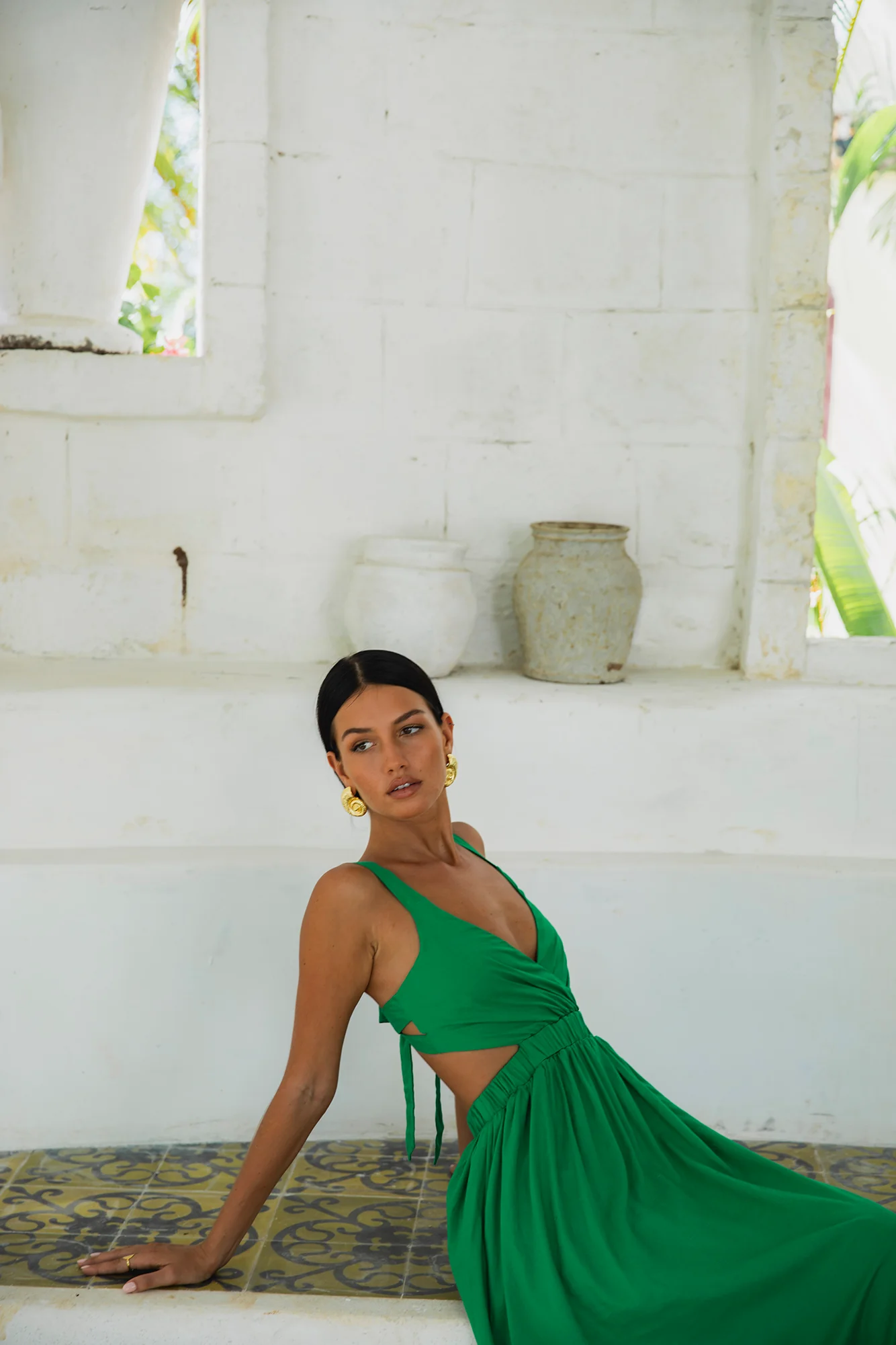 All The Girls Linen Maxi Dress Green - Image 4