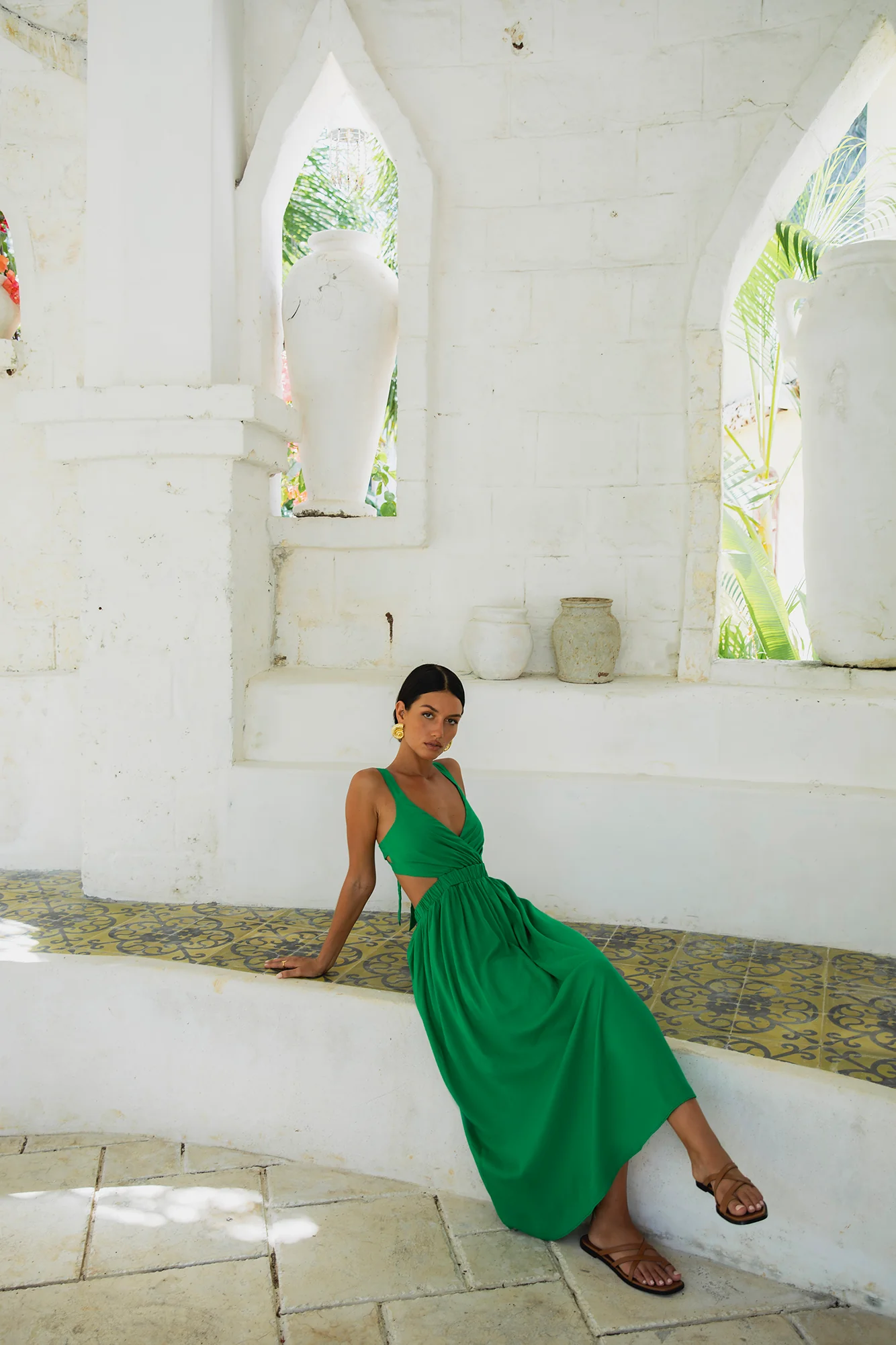 All The Girls Linen Maxi Dress Green - Image 6