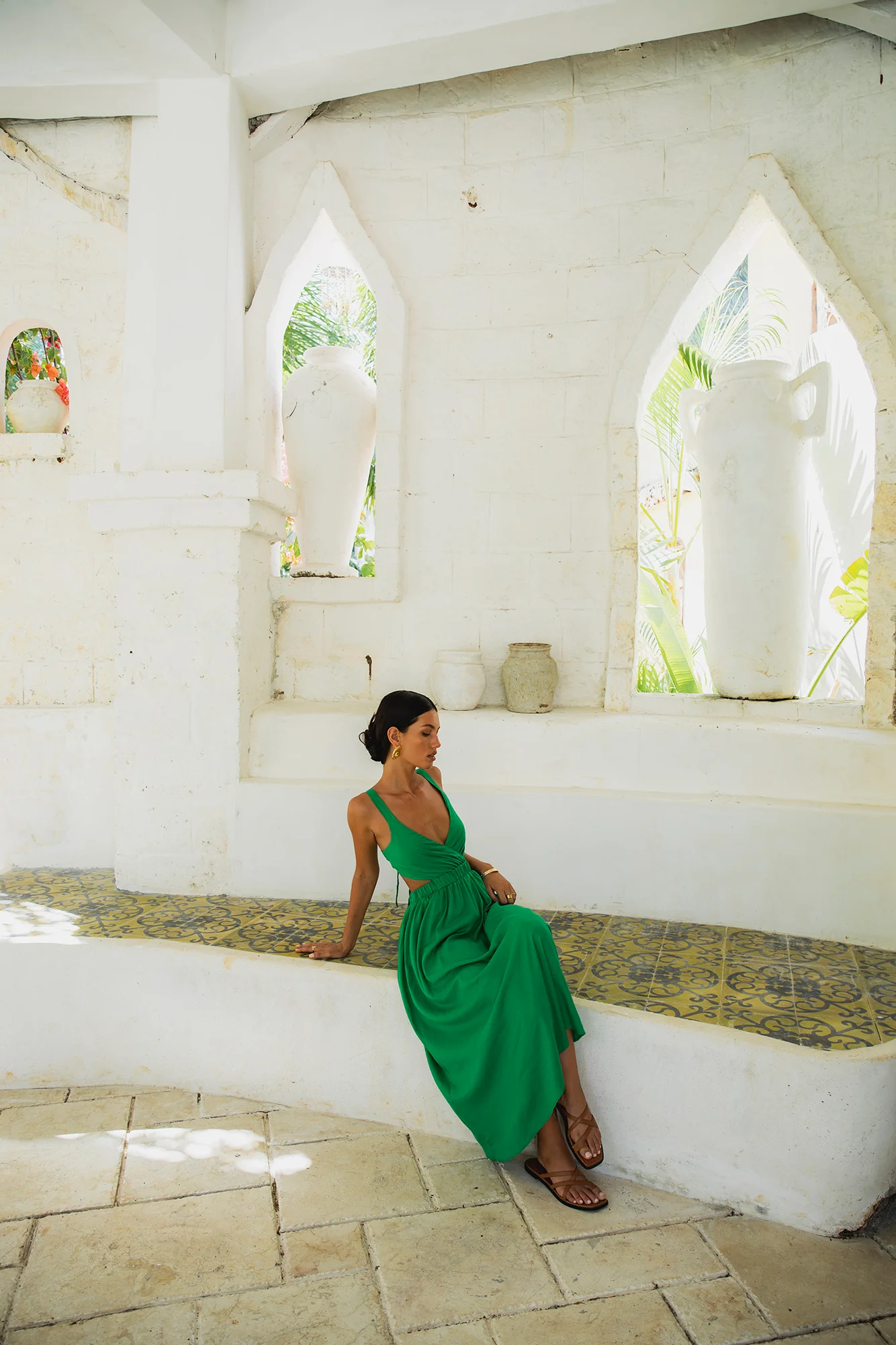 All The Girls Linen Maxi Dress Green - Image 8