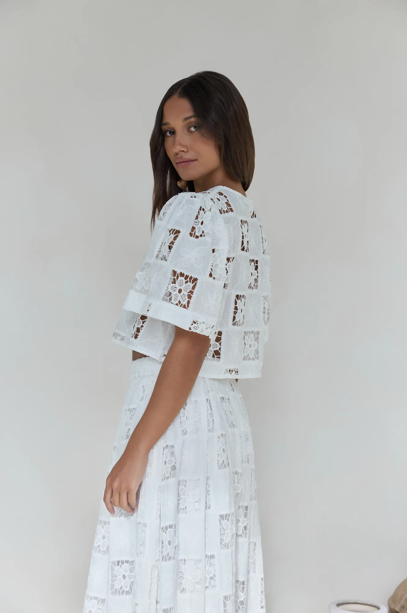 Andolina Crochet Lace Crop Top White - Image 9