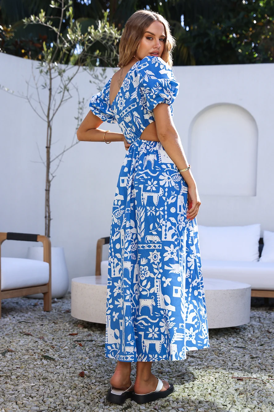 Art Gallery Maxi Dress Blue - Image 4