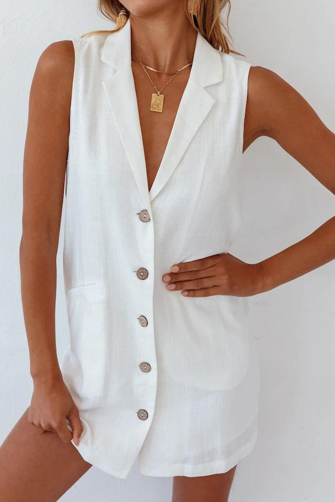 Back To The Coast Dress White - Image 8