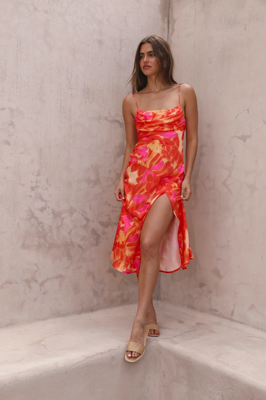Before Dawn Midi Dress Orange - Image 6