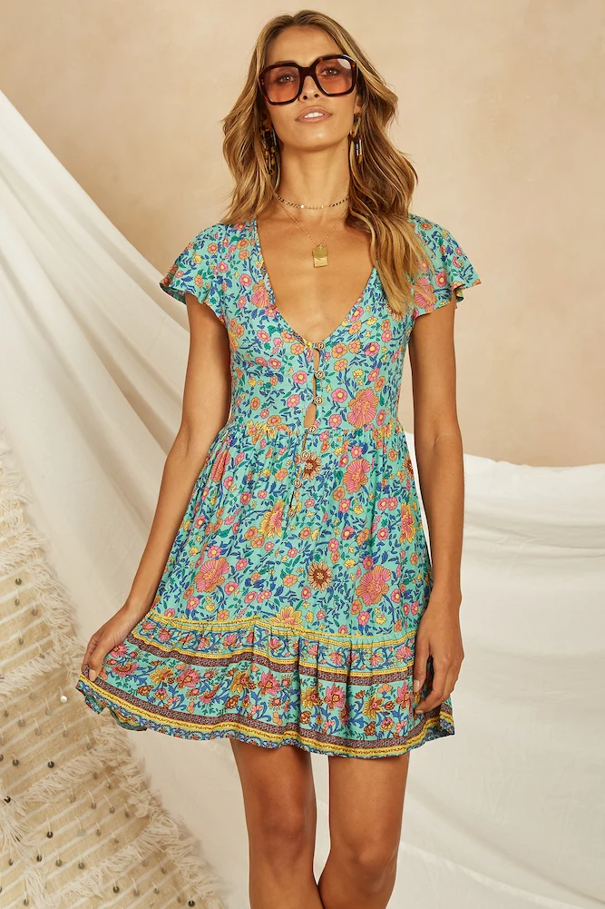 Belle Pointe Dress Turquoise - Image 3