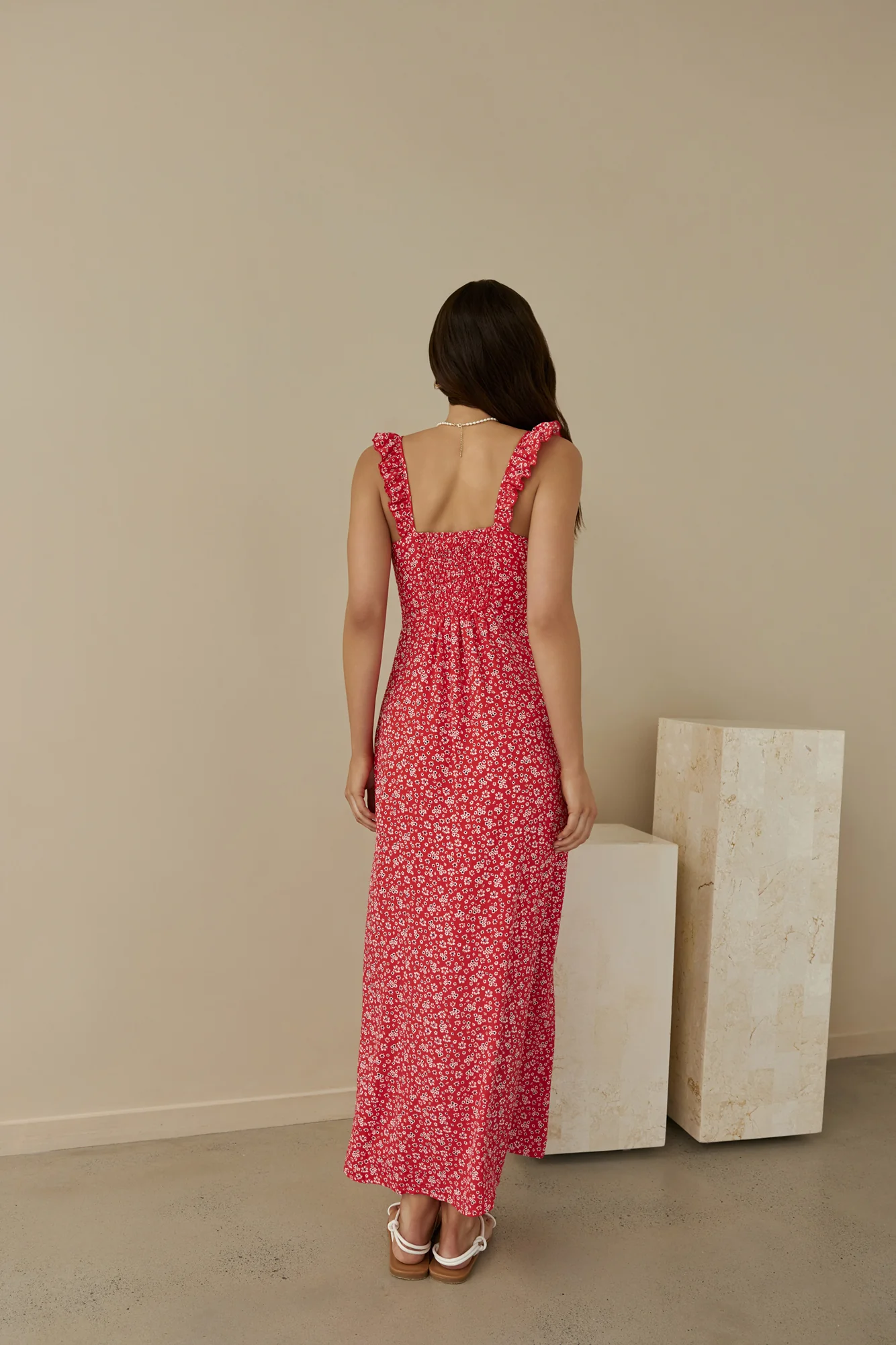 Berry Bloom Maxi Dress Red - Image 3