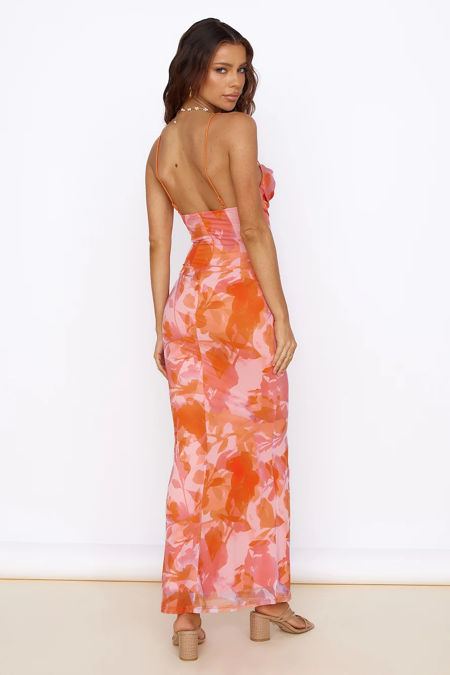Blooming Sunshine Maxi Dress Orange - Image 4