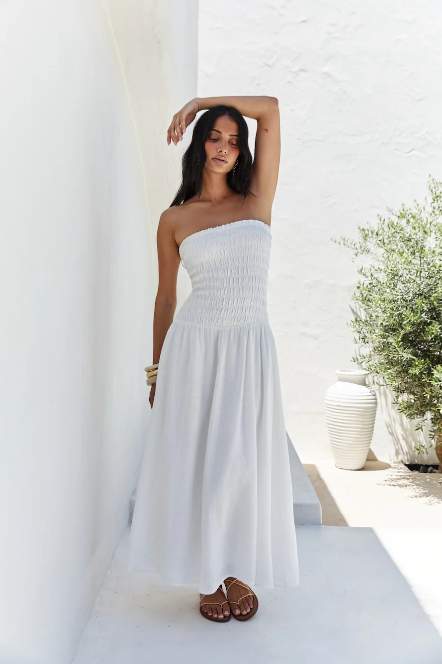 Blossom Bay Strapless Maxi Dress White - Image 5