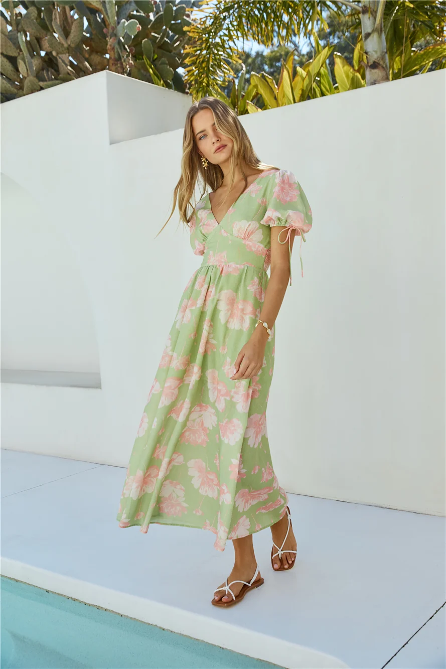 Blossom Season Maxi Dress Green - Image 5