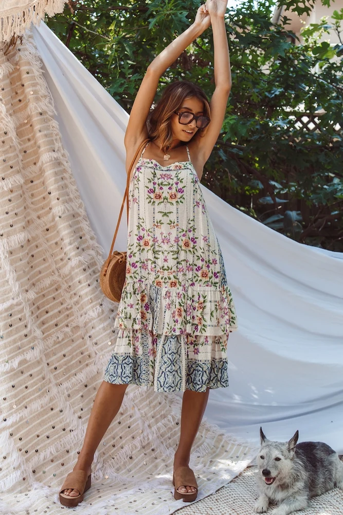 Bluebelle Midi Dress Beige - Image 3
