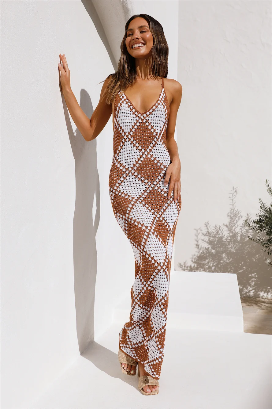 Blushing Blossoms Maxi Dress Brown - Image 2