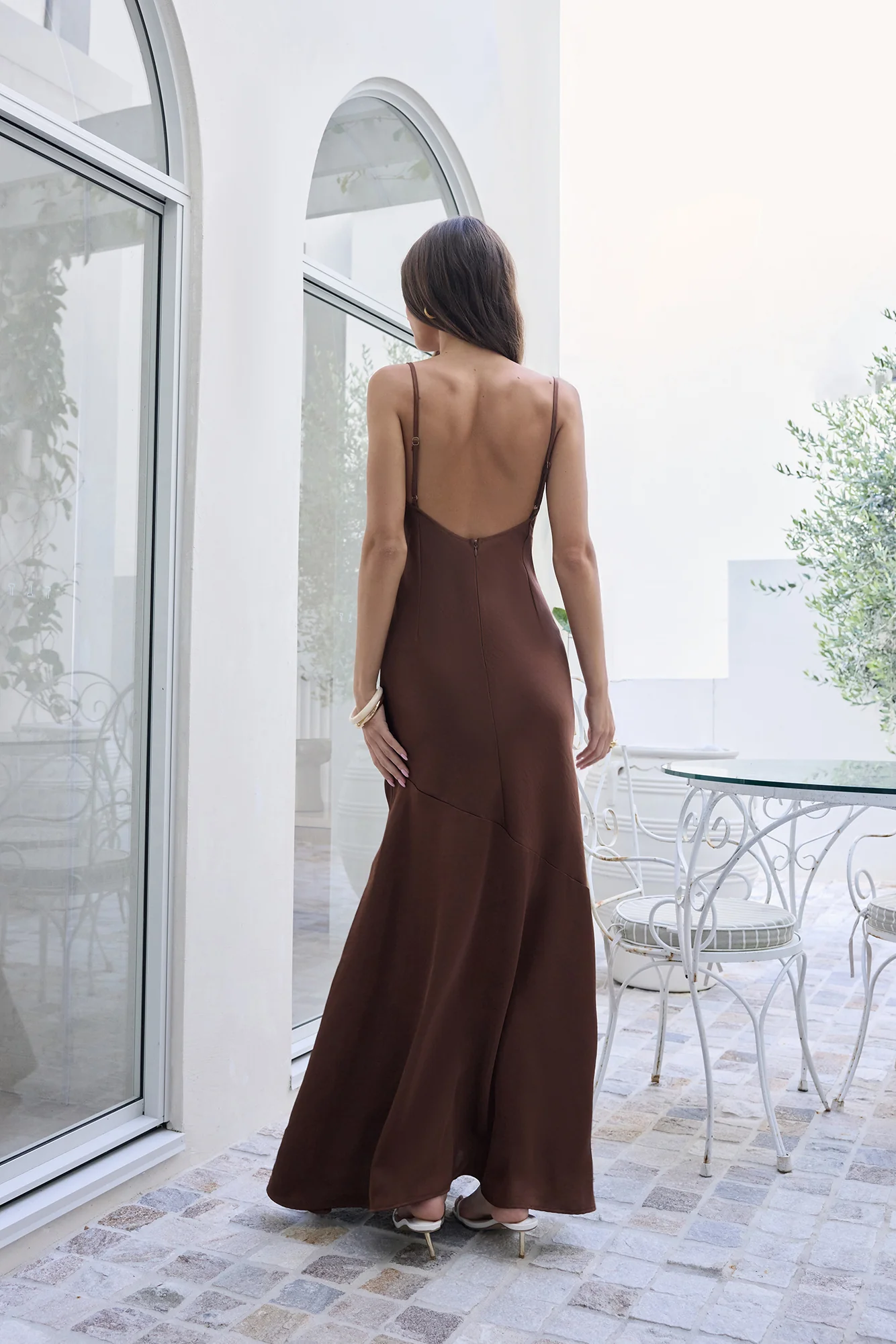 Brilliant Belle Satin Maxi Dress Brown - Image 2