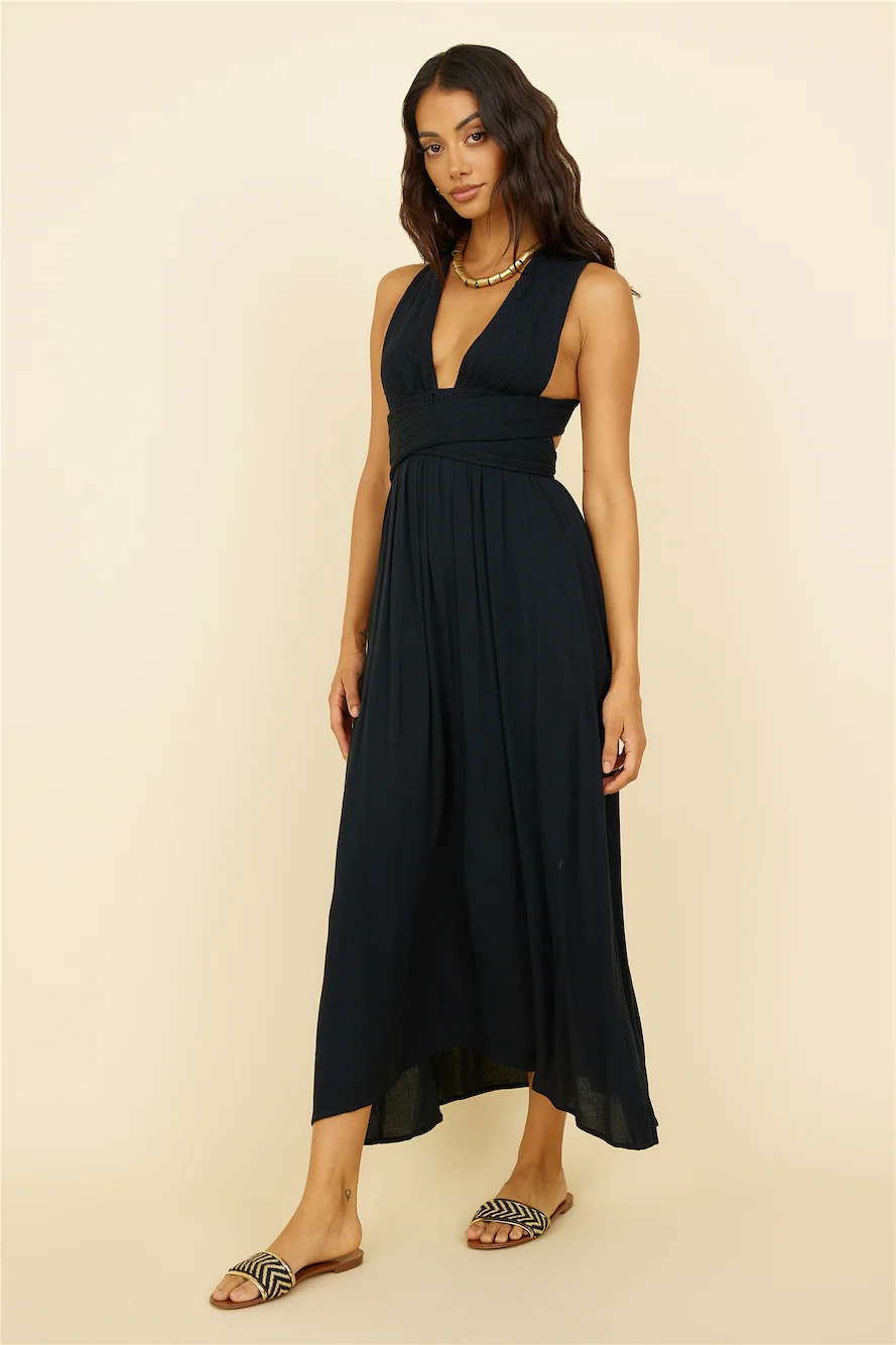 By The Ocean Midi Dress Black - Image 3