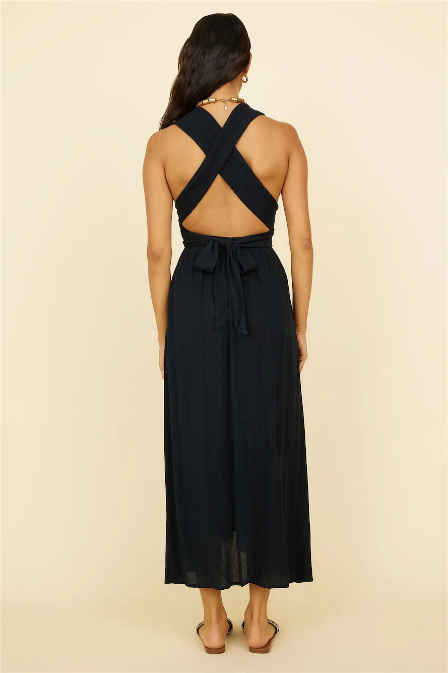 By The Ocean Midi Dress Black - Image 5
