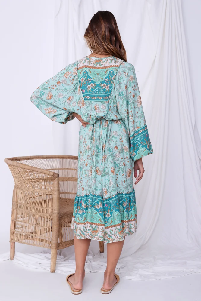 Byzantine Temples Midi Dress Aqua - Image 8