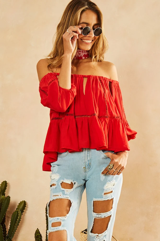 Cairo Crop Top Red - Image 3