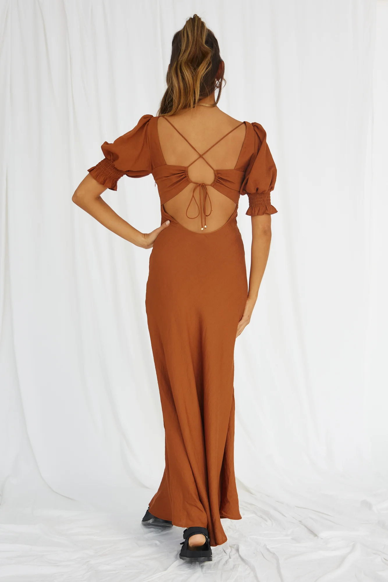 Calyx Maxi Dress Tan - Image 8