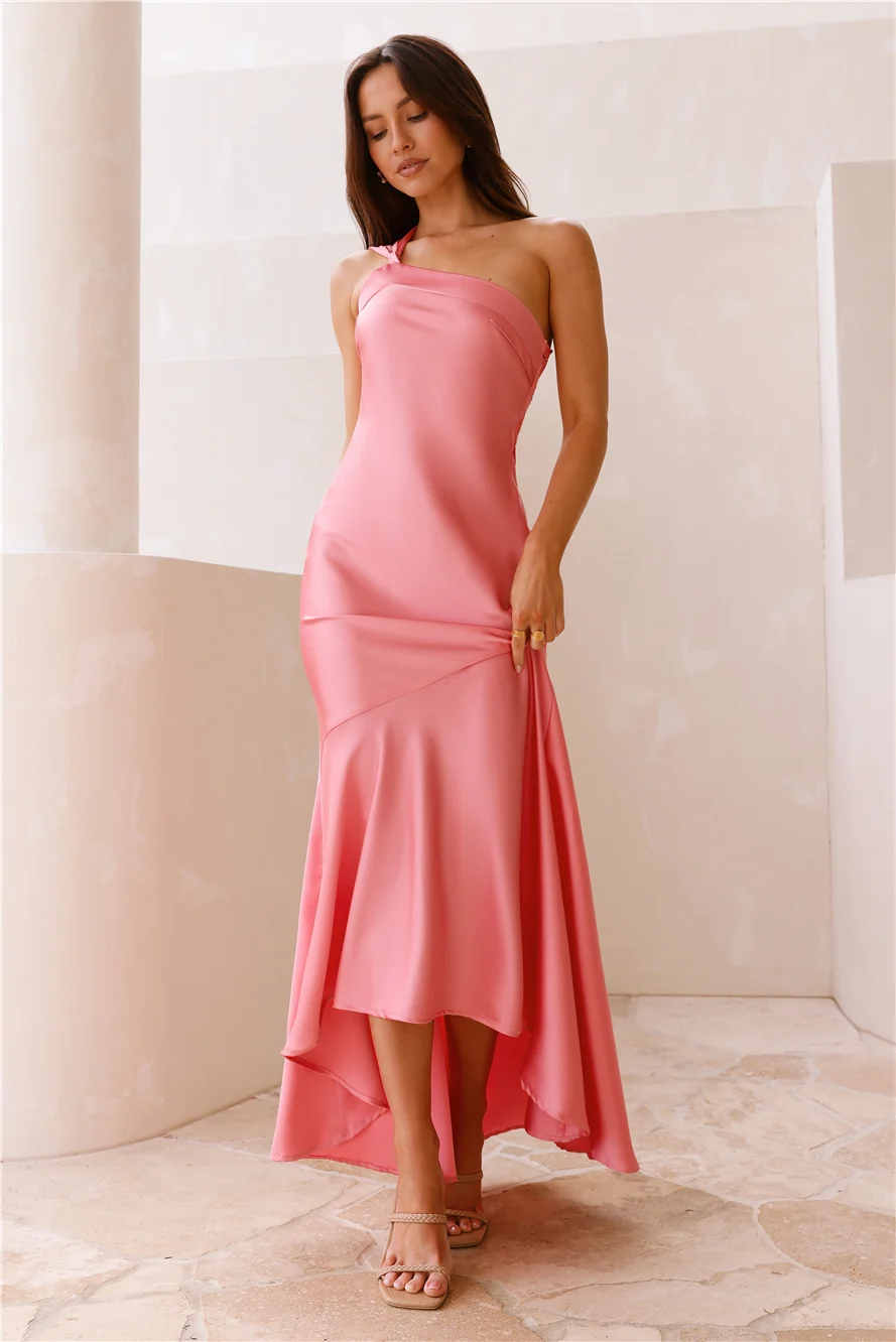 Camilla Satin One Shoulder Maxi Dress Pink - Image 7