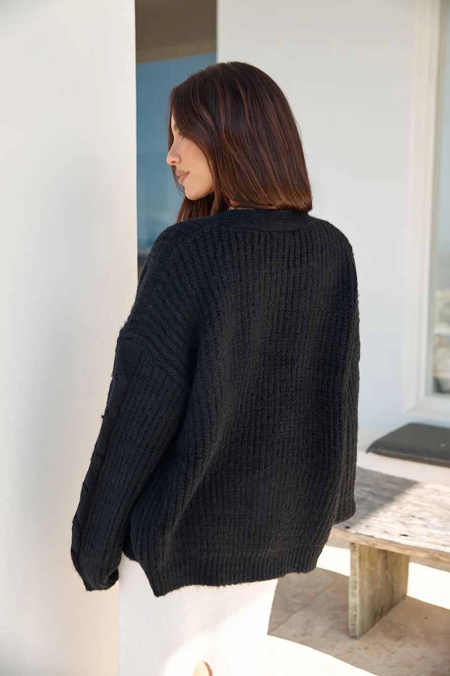 Camp Fire Stories Knit Cardigan Black - Image 2