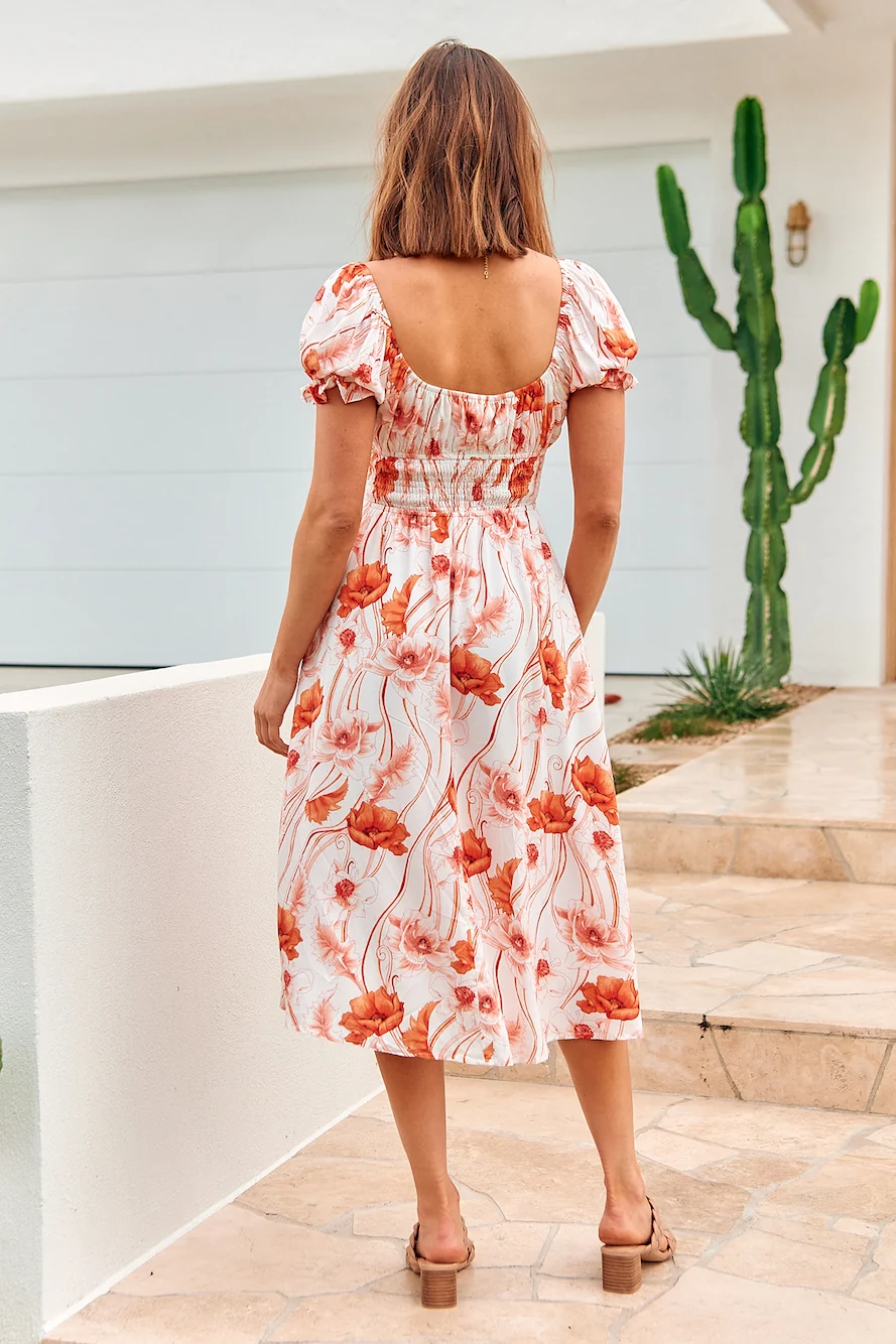 Cantabile Midi Dress Orange - Image 8