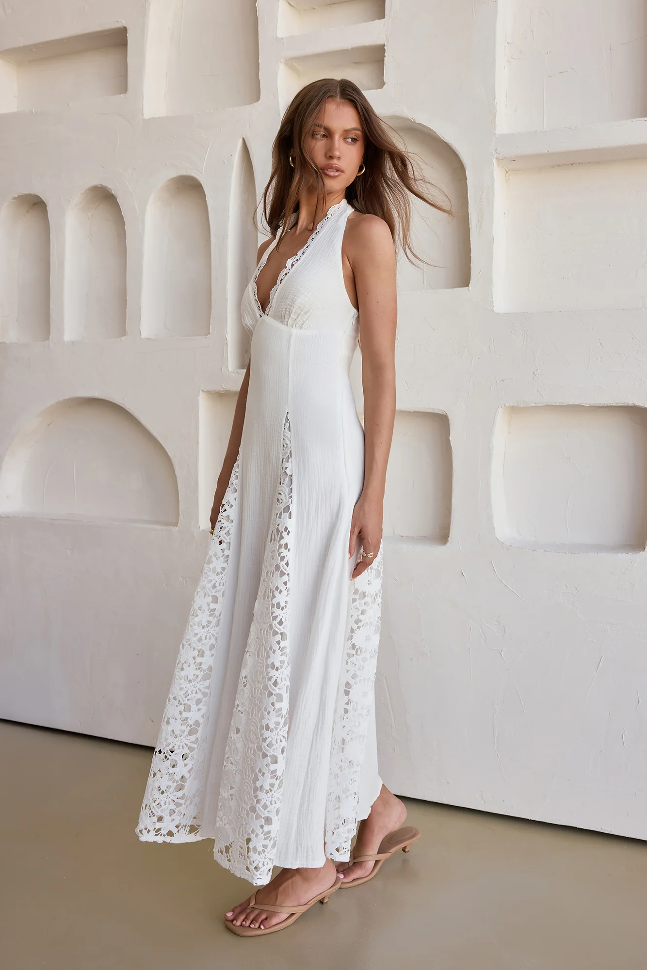 Catching Sunbeams Halter Maxi Dress White - Image 6