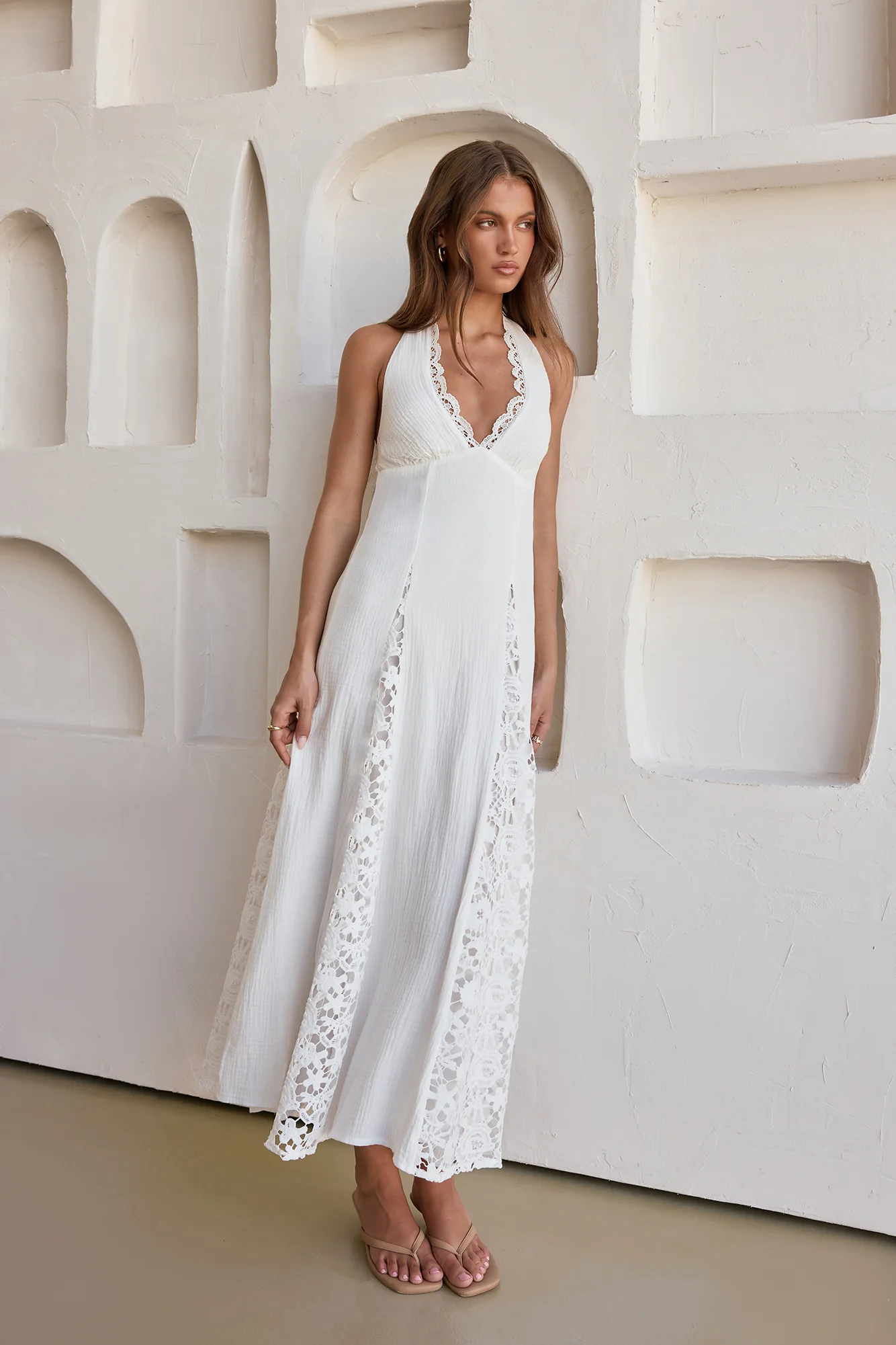 Catching Sunbeams Halter Maxi Dress White - Image 7