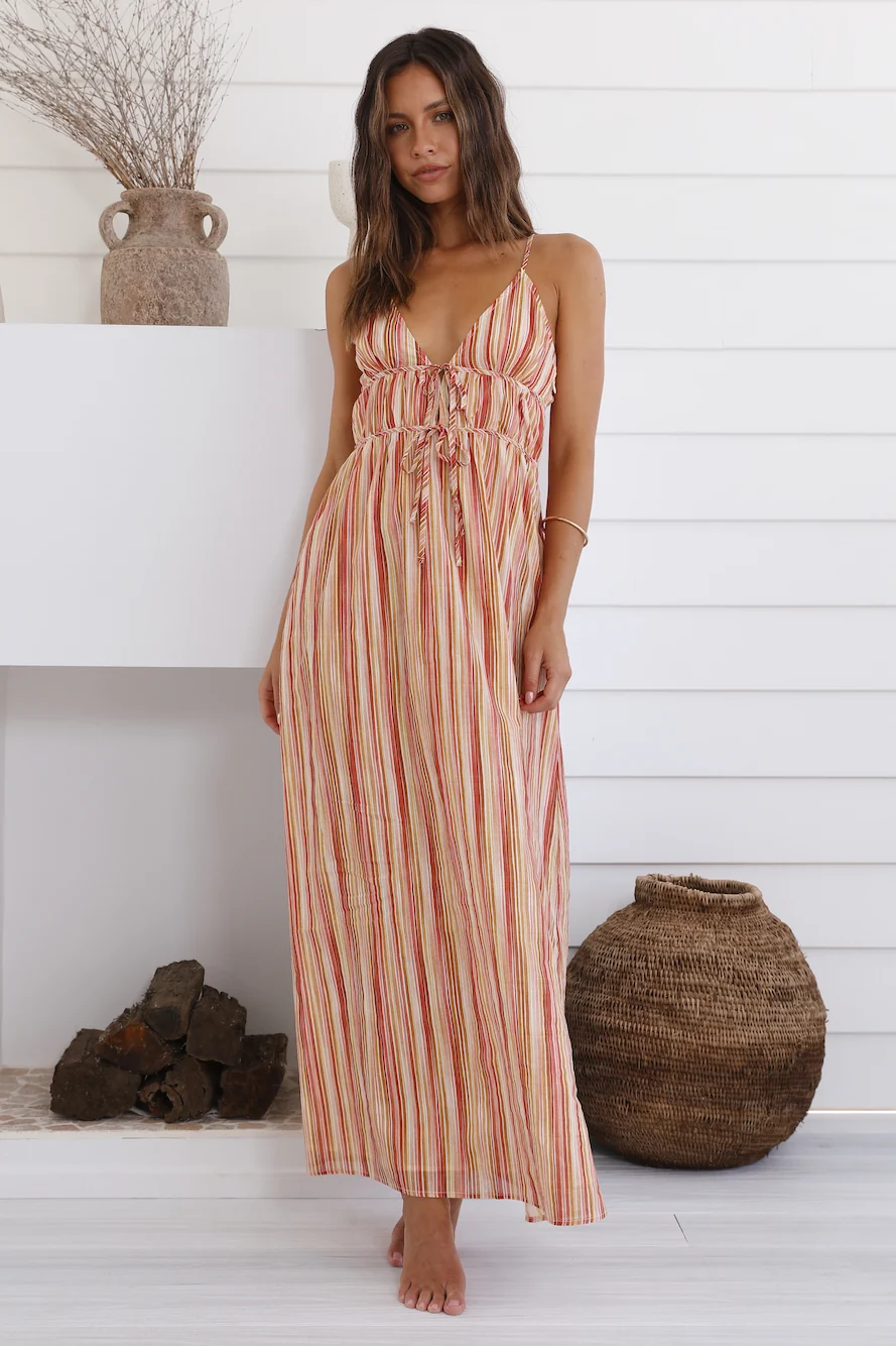 CHARLIE HOLIDAY Heidi Maxi Dress Painterly Stripe - Image 2