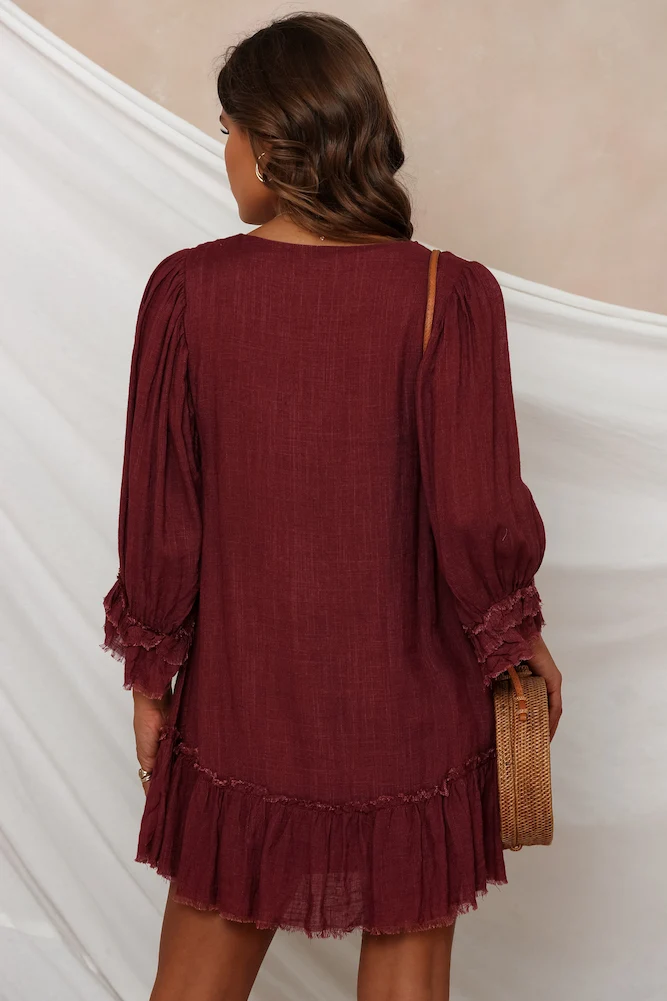 Chaumon Dress Maroon - Image 3