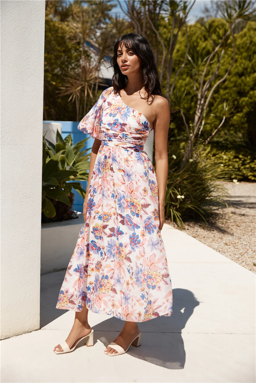 Chin Up One Shoulder Maxi Dress Purple - Image 5