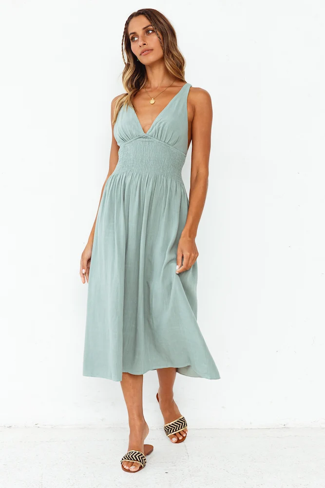 Clear Eyes Midi Dress Sage - Image 3