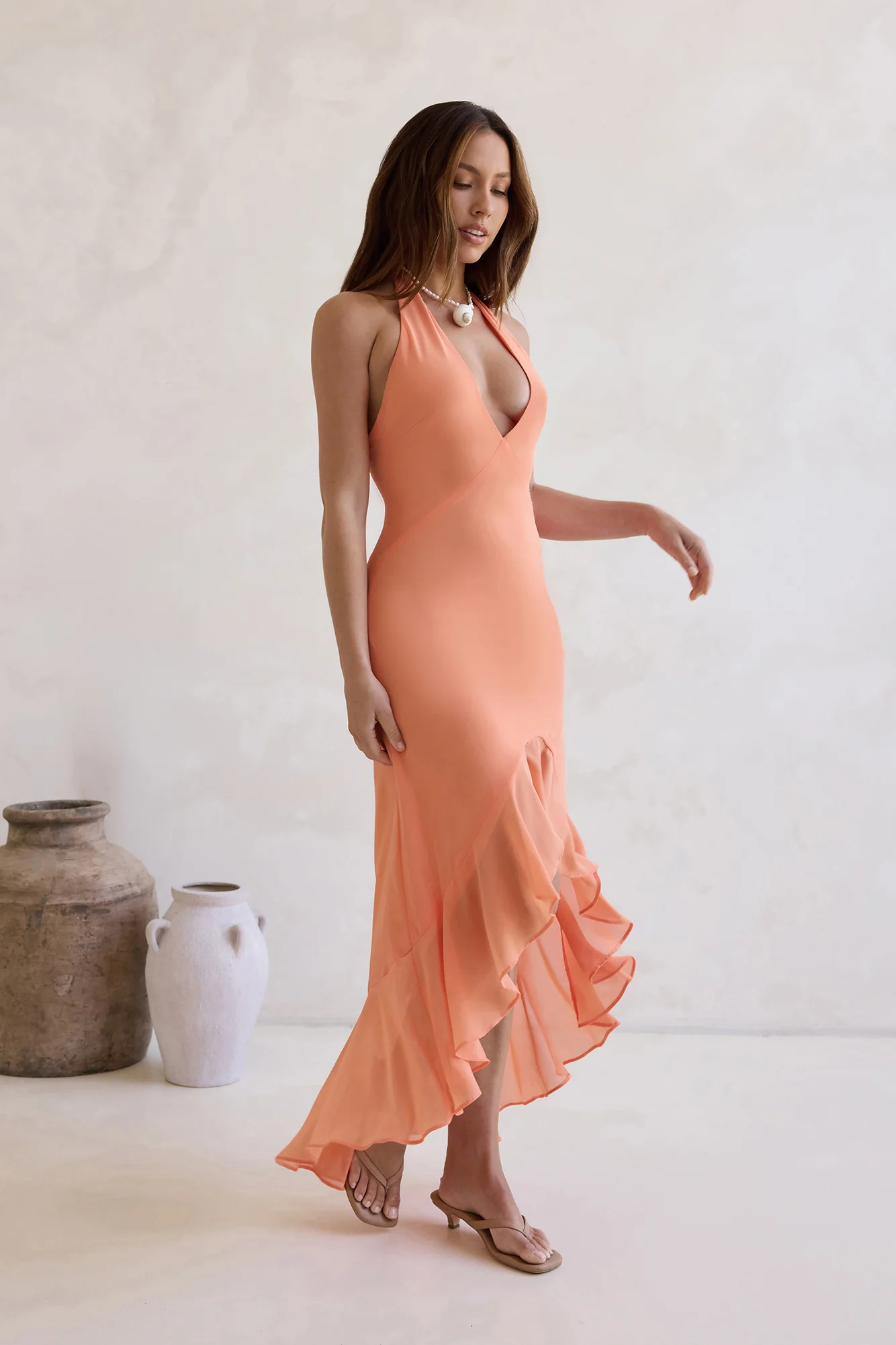 Closer Together Halter Maxi Dress Orange - Image 6