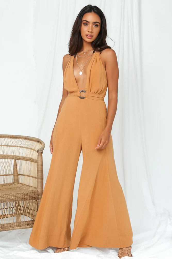 Confidence Jumpsuit Tan - Image 3
