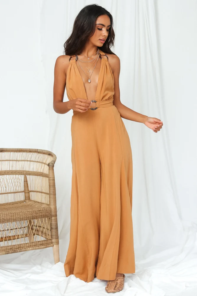 Confidence Jumpsuit Tan - Image 4