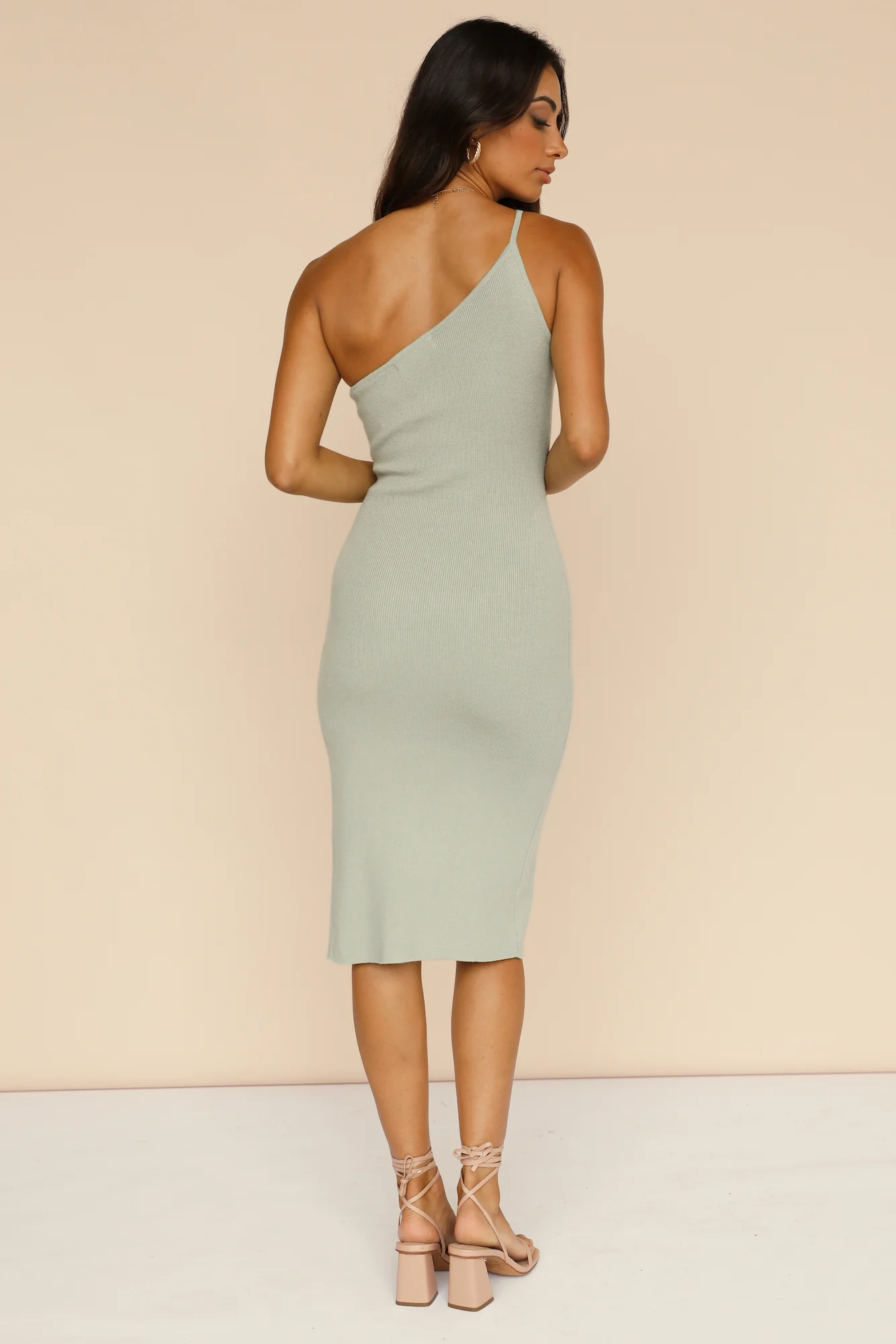 Cool Front Knit Midi Dress Sage - Image 4