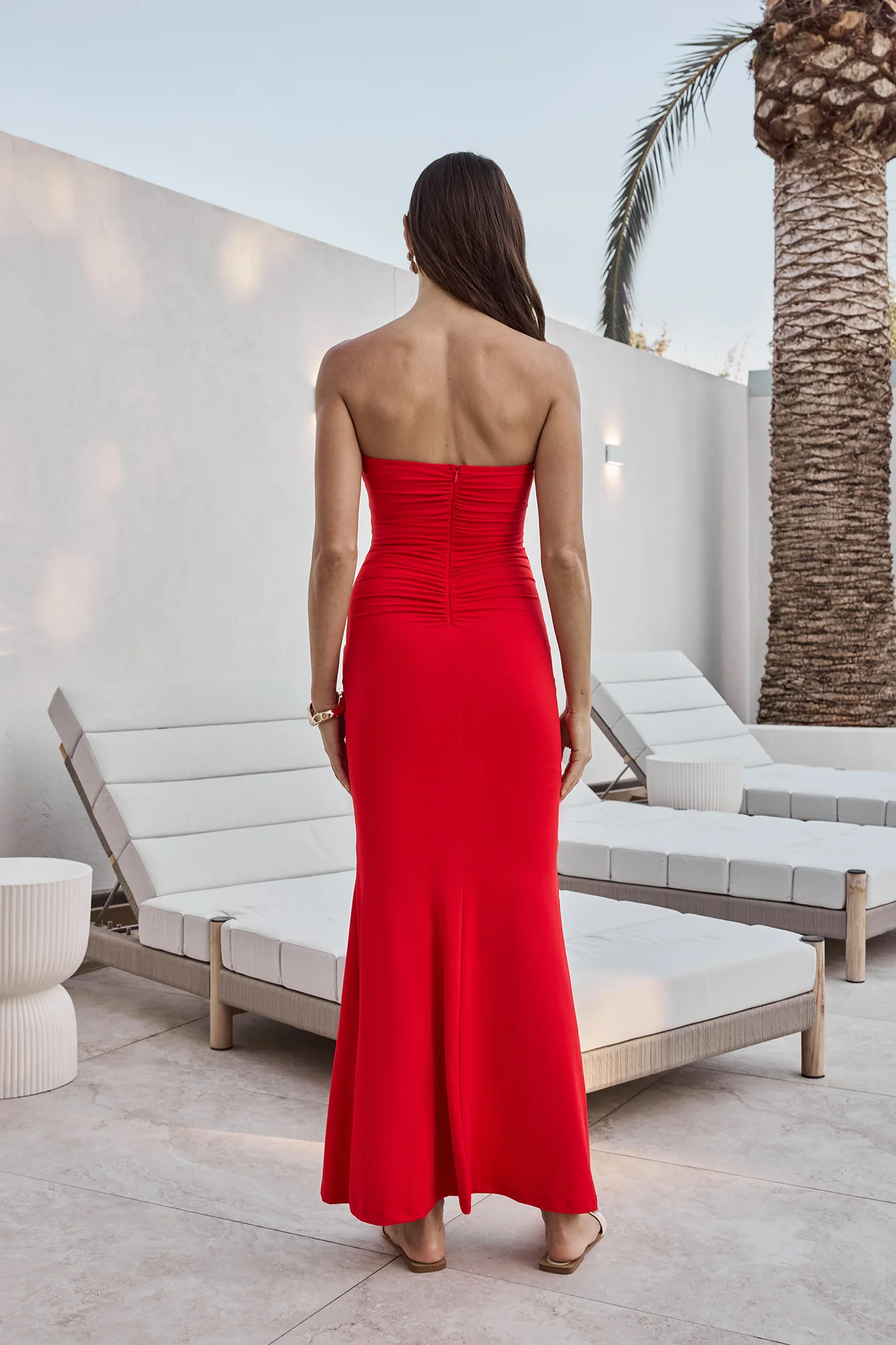 Cool Love Strapless Maxi Dress Red - Image 2