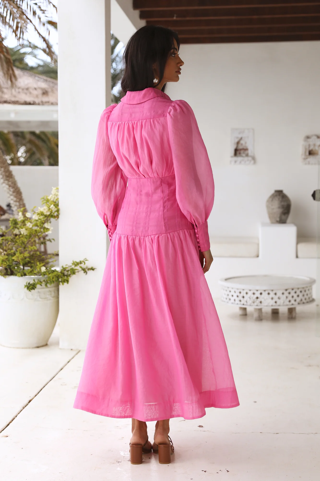 Coral Oceans Maxi Dress Pink - Image 4