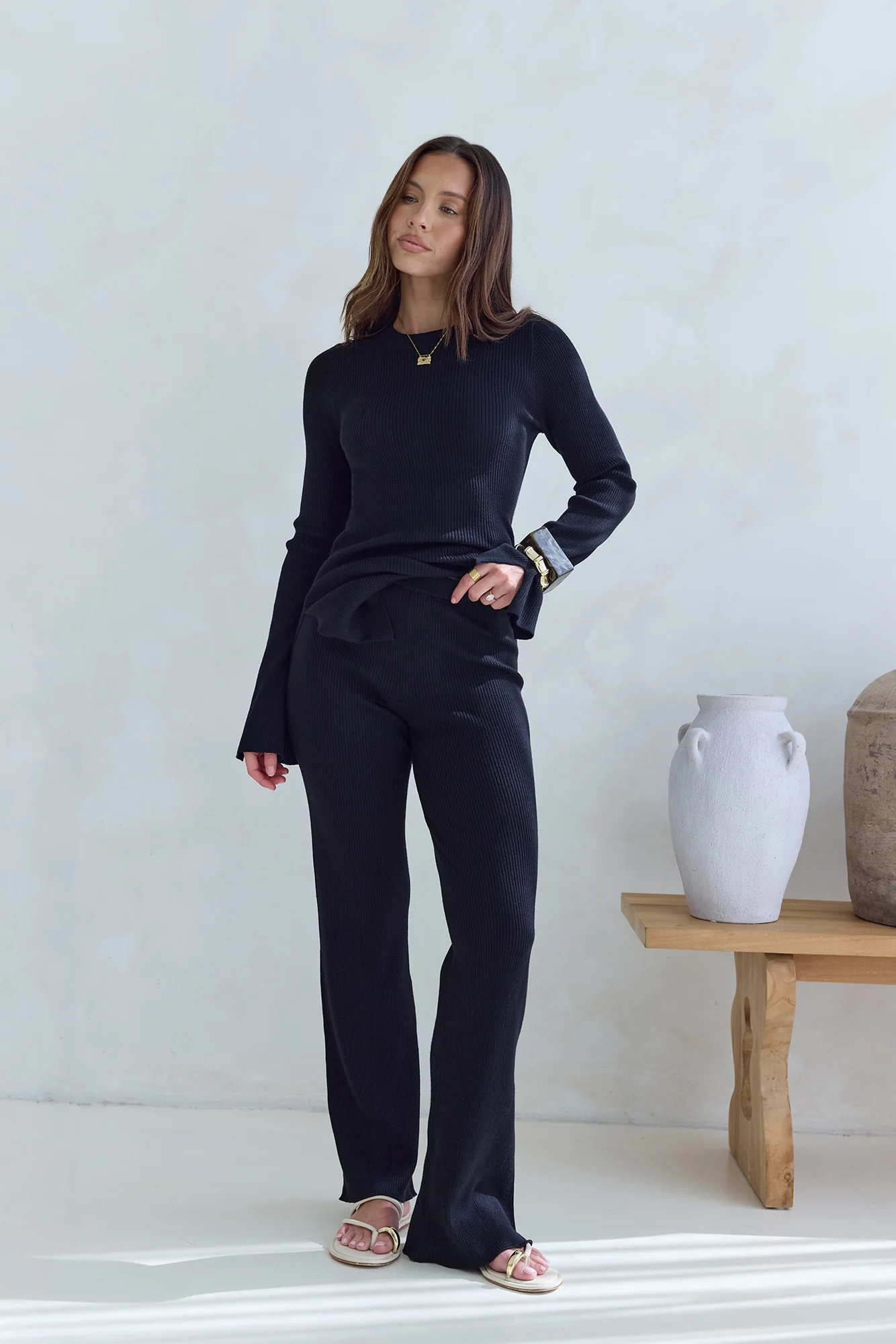 Cosy Holidays Ribbed Pants Black - Image 4