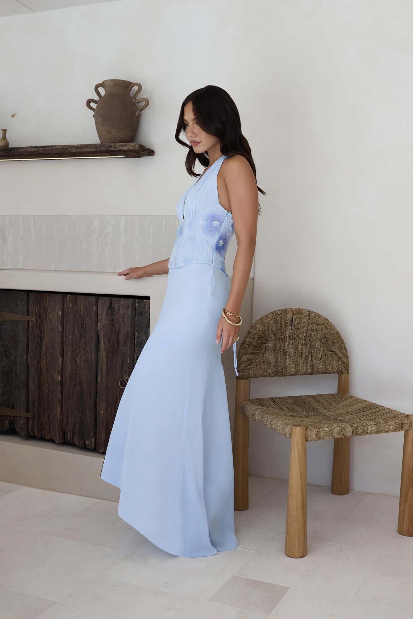 Cross The Seas Halter Maxi Dress Blue - Image 6