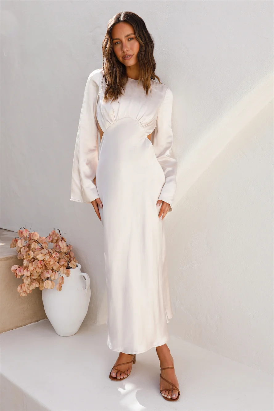 Daisy Lanes Satin Maxi Dress Champagne - Image 3