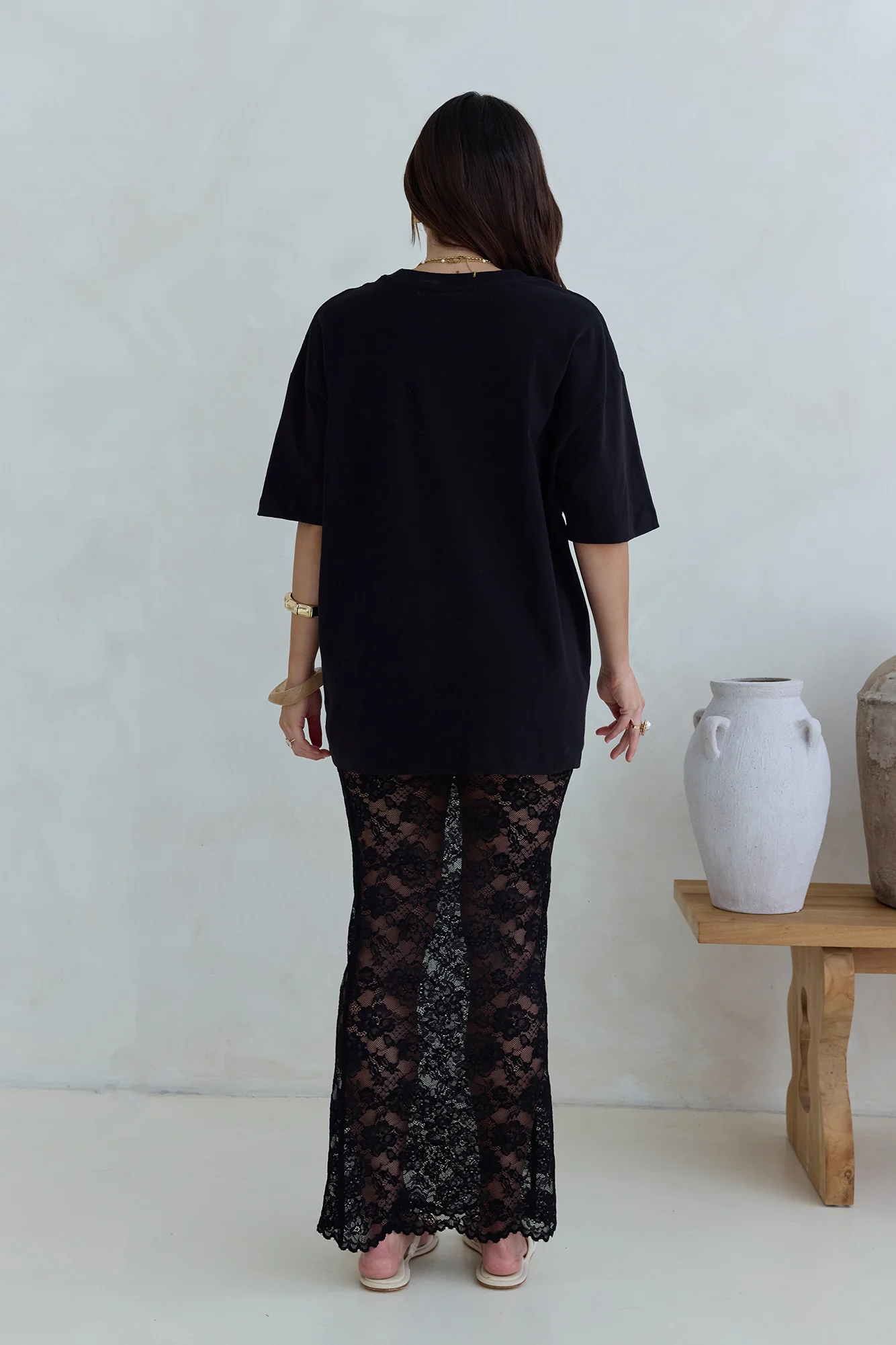 Date In Soho Sheer Lace Maxi Skirt Black - Image 2