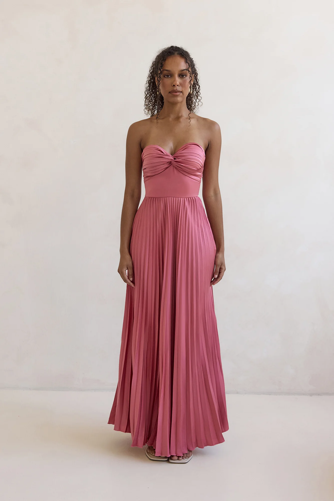 Decades Ago Plisse Strapless Maxi Dress Rose - Image 5
