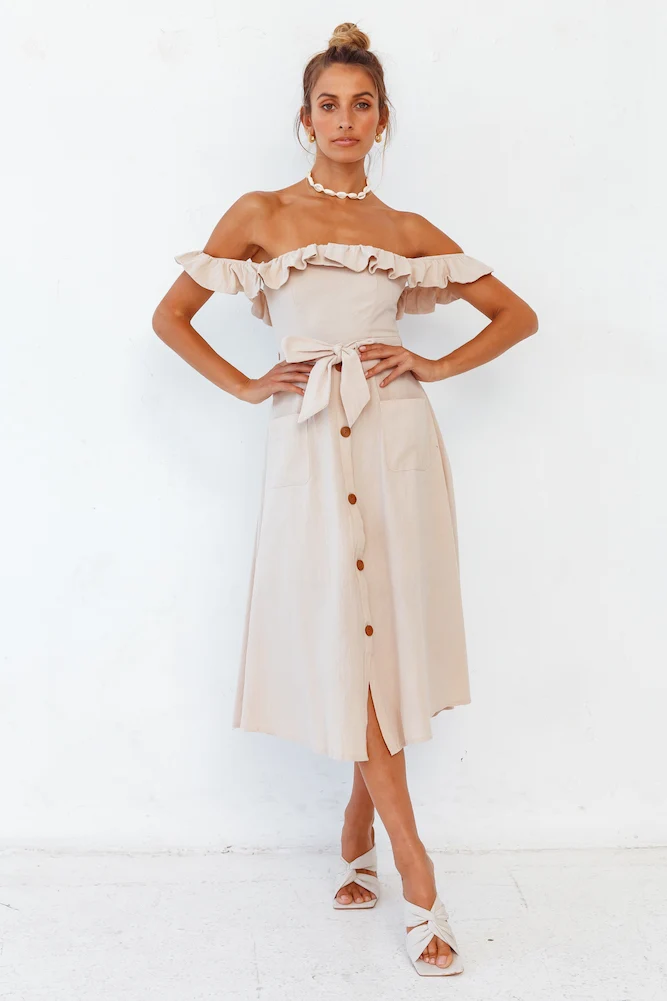 Deep End Midi Dress Beige - Image 4