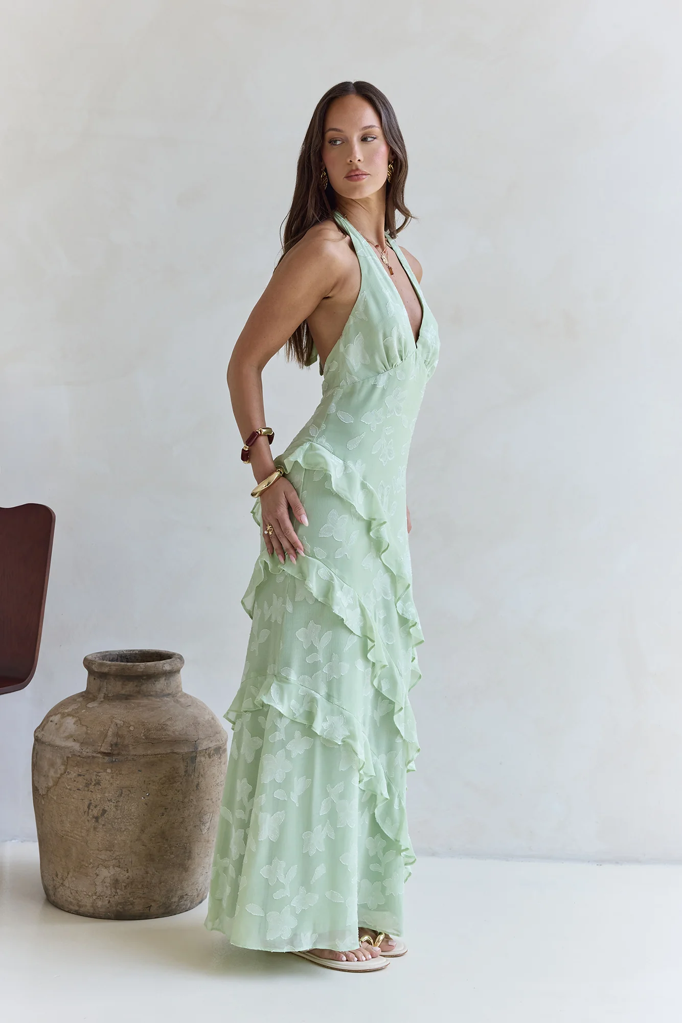 Dream Catchers Halter Maxi Dress Green - Image 7
