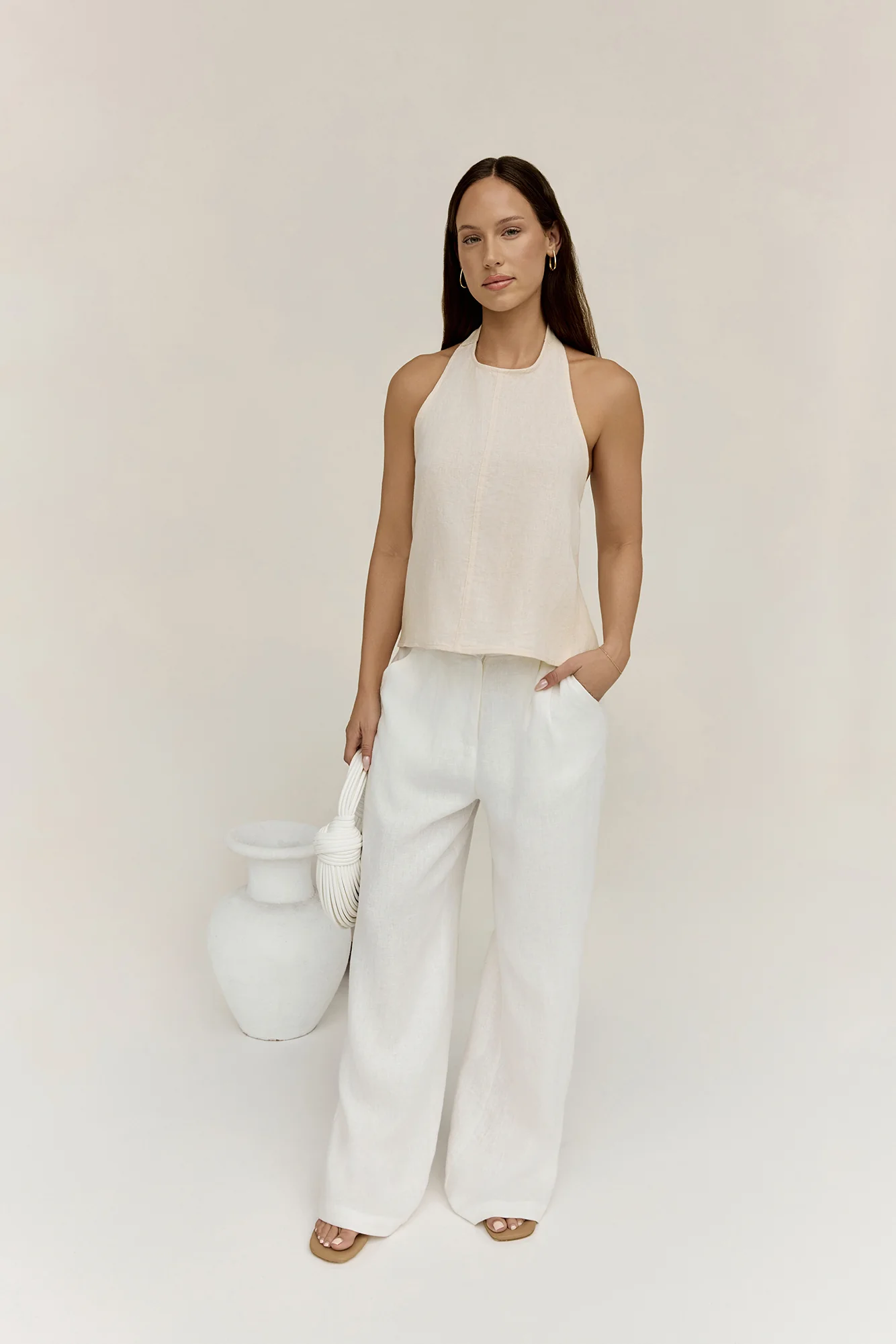 Dreamer Linen Halter Top Oatmeal - Image 5