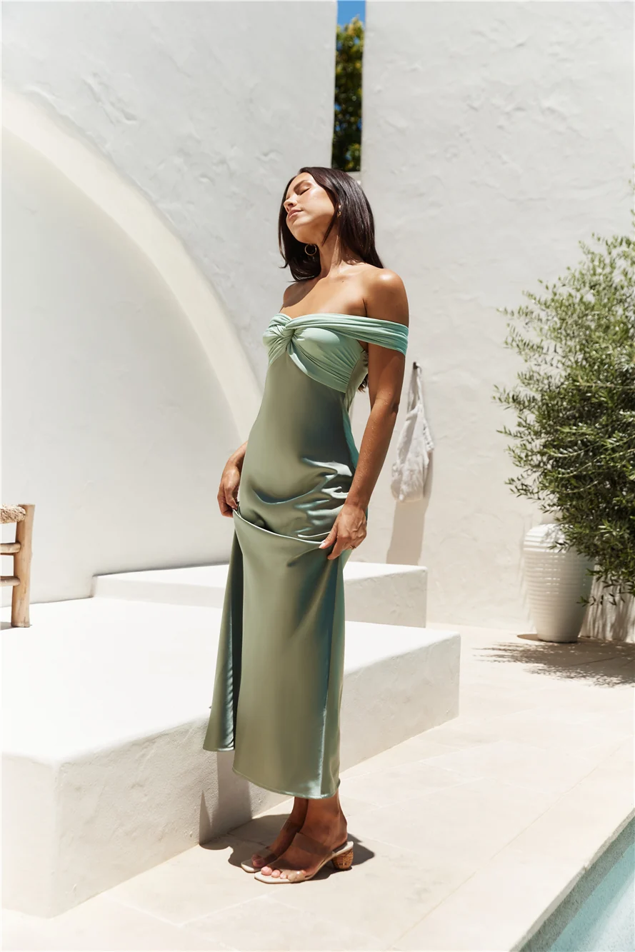 Dreamers Delight Off The Shoulder Maxi Dress Green - Image 7