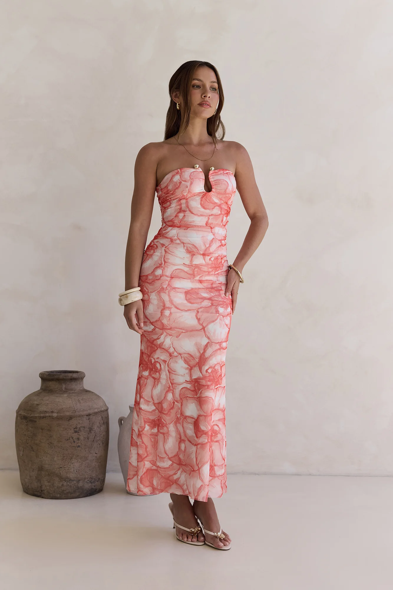 Dreaming Of Days Strapless Maxi Dress Orange - Image 3