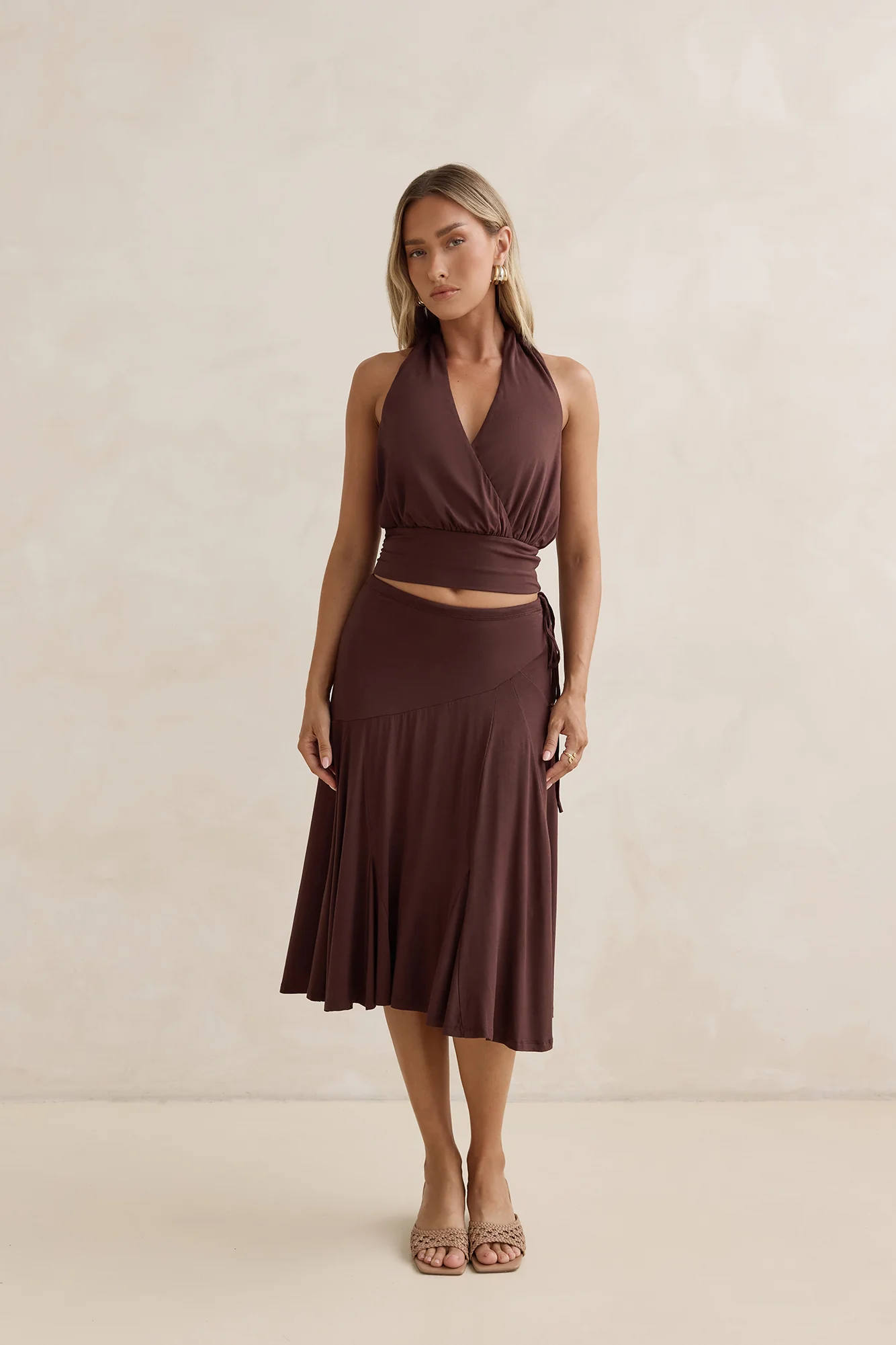 Dreamy Shores Midi Skirt Brown - Image 4